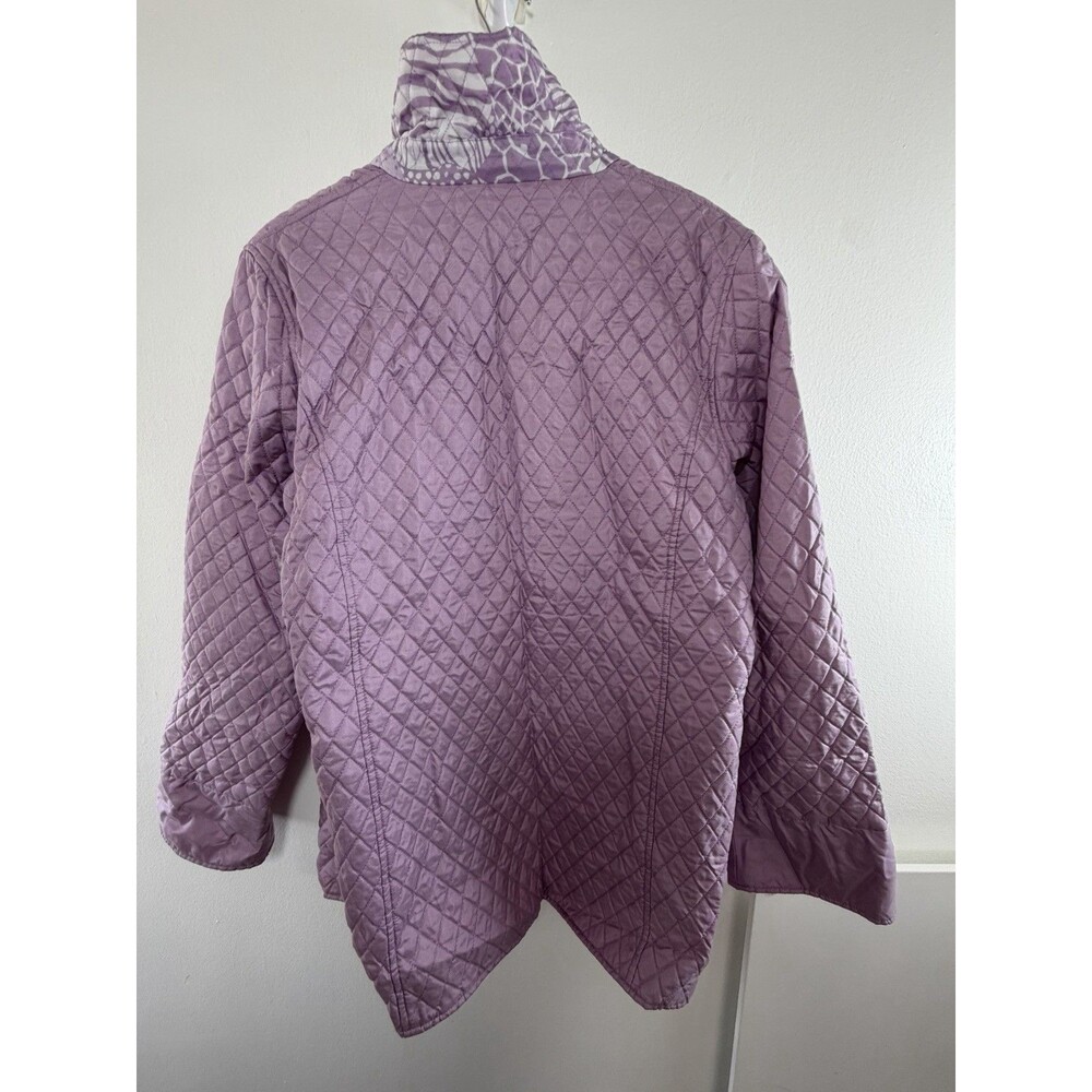 Dennis Basso 100% Silk Quilted Jacket Womens M Purple Toggle Coat - Picture 3 of 11